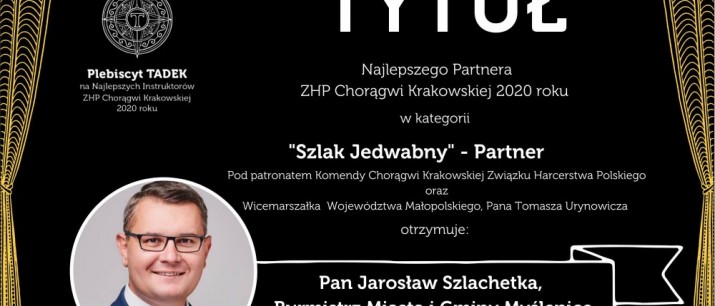Tytuł Najlepszy Partner ZHP Chorągwi dla Jarosława Szlachetki