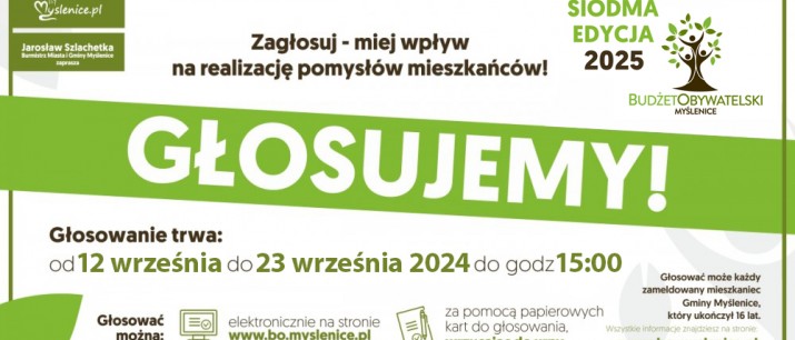 Głosowanie w Budżecie Obywatelskim Gminy Myślenice rusza 12 września!