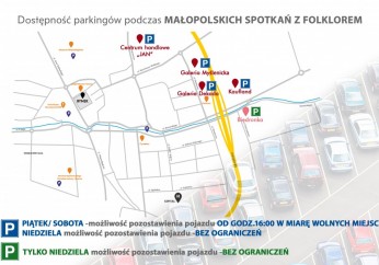 Dostępność parkingów podczas Małopolskich Spotkań z Folklorem